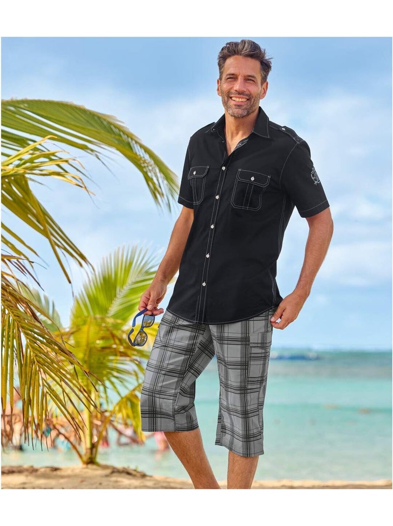 Geruite cargokuitbroek - atlas for men Grijs - Kiabi