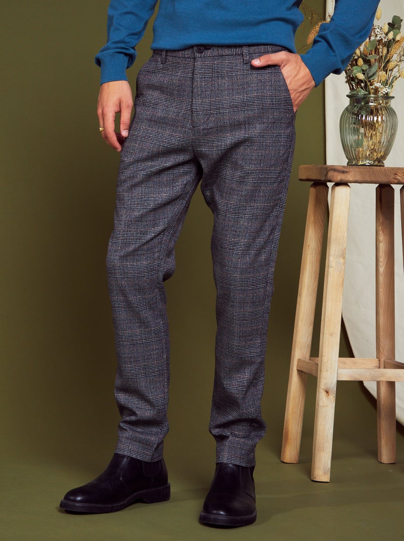 Geruite chino broek GRIJS - Kiabi