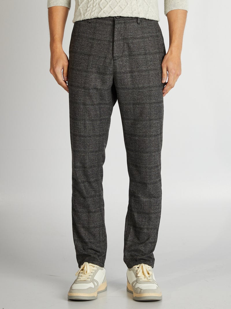 Geruite chino broek GRIJS - Kiabi
