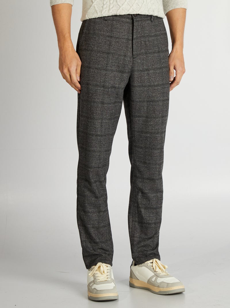 Geruite chino broek GRIJS - Kiabi