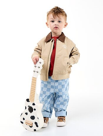 Geruite denim broek