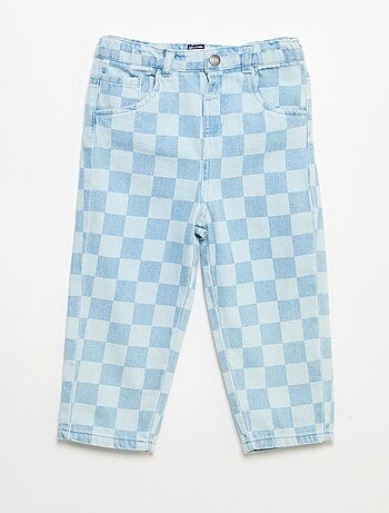 Geruite denim broek