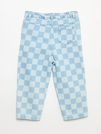 Geruite denim broek