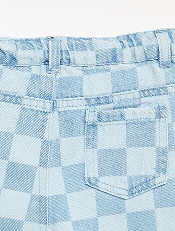 Geruite denim broek