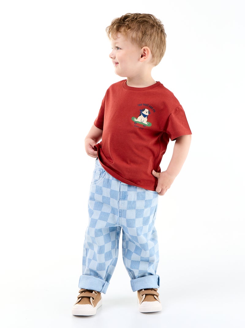 Geruite denim broek Blauw - Kiabi
