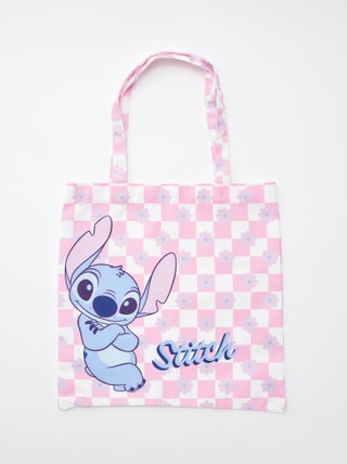 Geruite Disney-totebag met Stitch-print