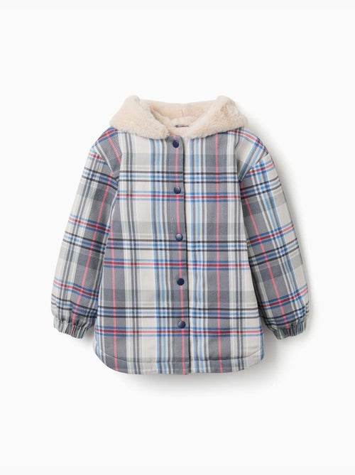 Geruite jas met capuchon en pluche voering - Kiabi