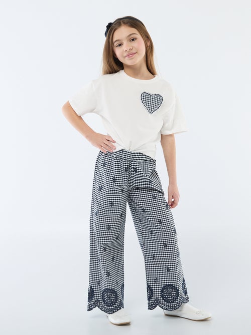 Geruite katoenen broek - Kiabi