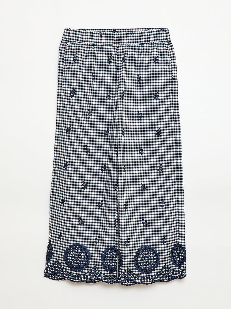 Geruite katoenen broek Blauw - Kiabi