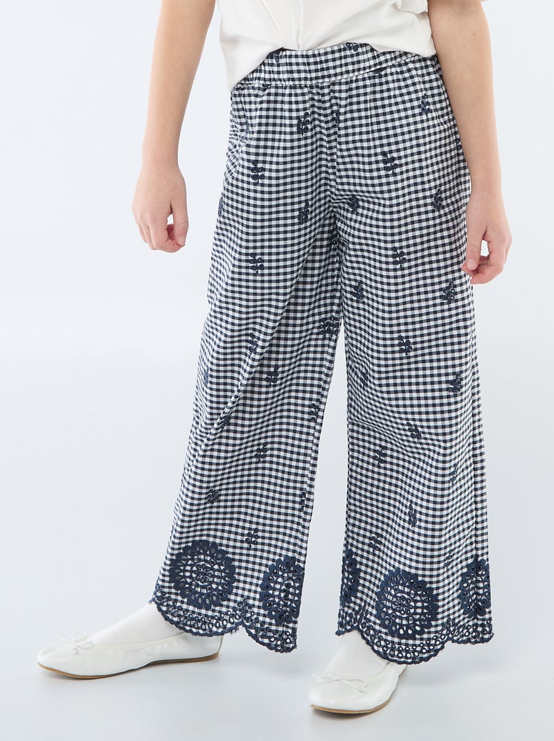 Geruite katoenen broek Blauw - Kiabi