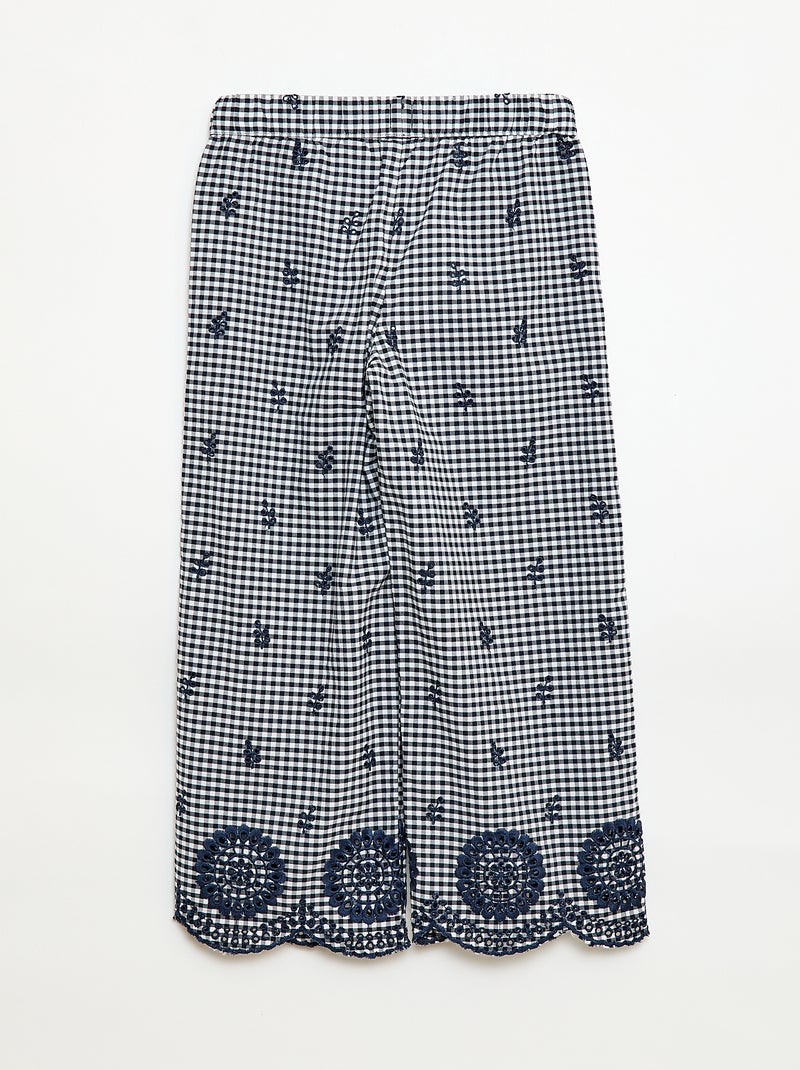 Geruite katoenen broek Blauw - Kiabi