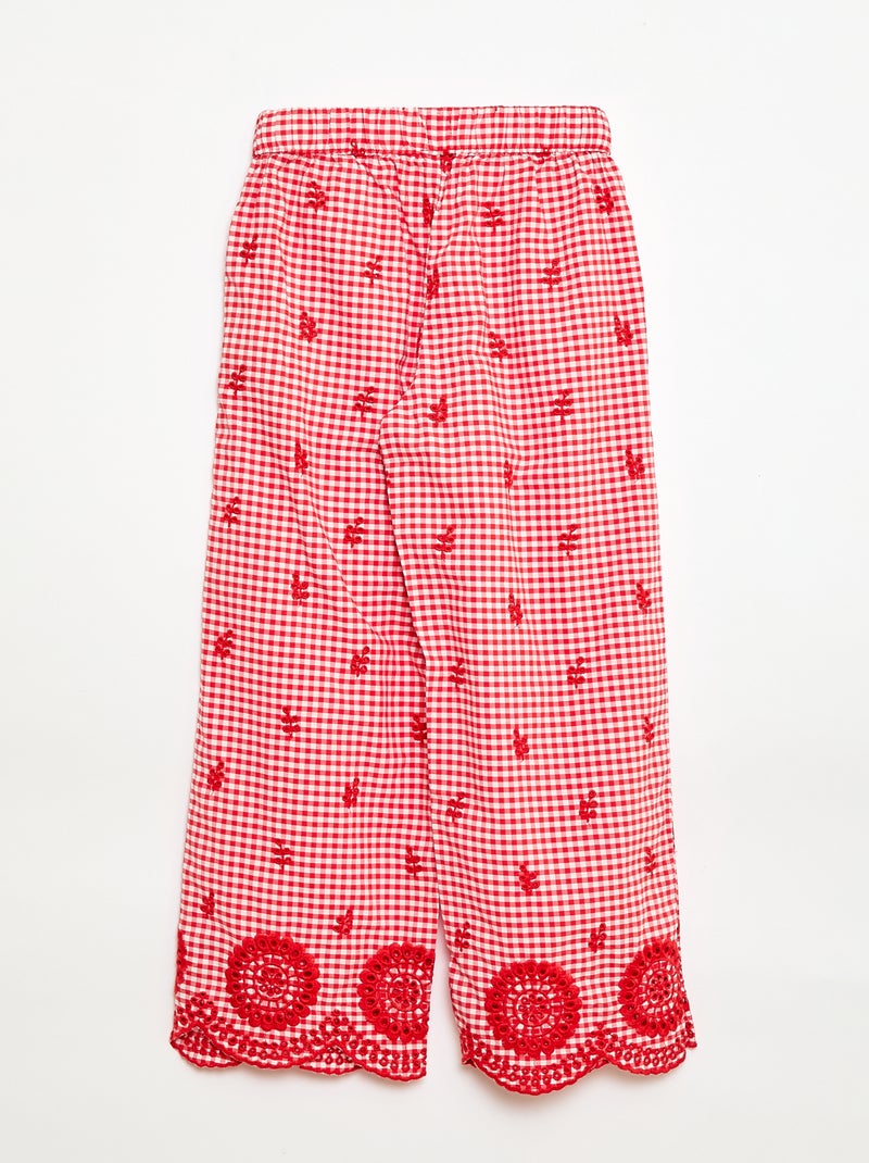 Geruite katoenen broek Rood - Kiabi