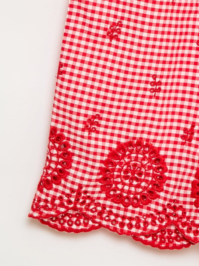 Geruite katoenen broek Rood - Kiabi