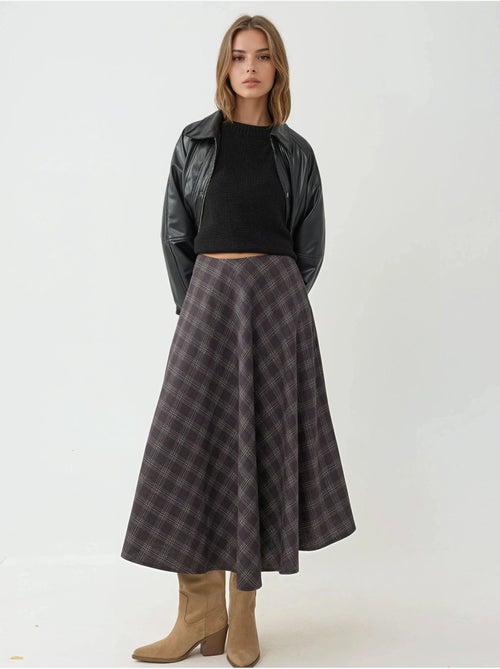 Geruite maxi-rok met a-lijn pasvorm hiccup - Kiabi