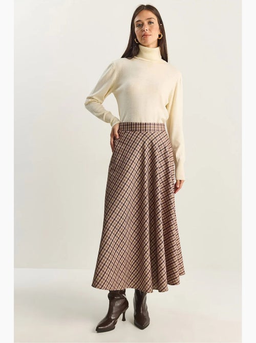 Geruite maxi-rok met hoge taille lucci - Kiabi