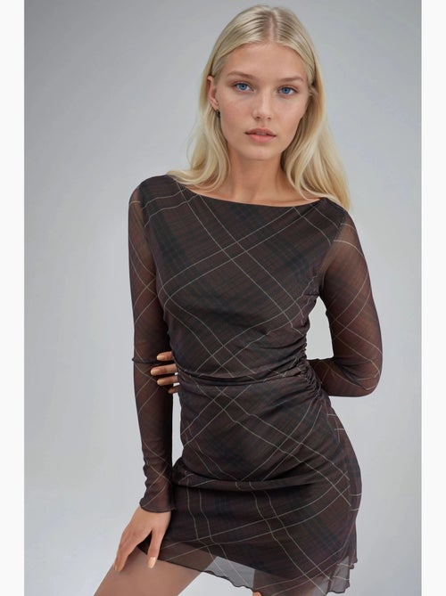 Geruite mini-jurk van tule busem - Kiabi Geruite mini-jurk van tule busem - Kiabi