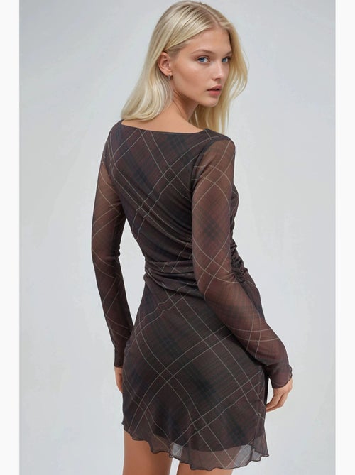 Geruite mini-jurk van tule busem - Kiabi Geruite mini-jurk van tule busem - Kiabi