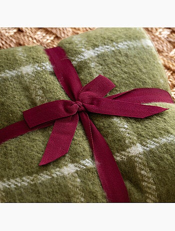 Geruite plaid met mohair-look en franjes