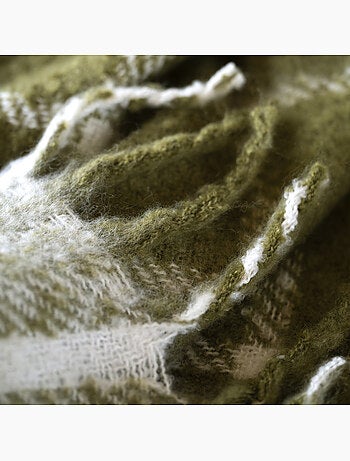 Geruite plaid met mohair-look en franjes
