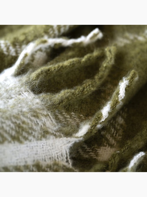 Geruite plaid met mohair-look en franjes - Kiabi Geruite plaid met mohair-look en franjes - Kiabi
