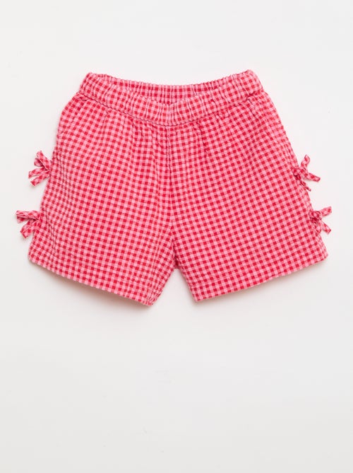 Geruite short met decoratieve strikjes - Kiabi
