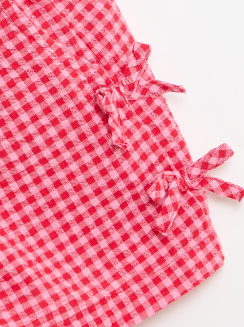 Geruite short met decoratieve strikjes - Kiabi
