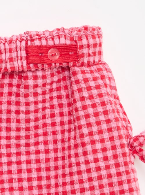 Geruite short met decoratieve strikjes - Kiabi
