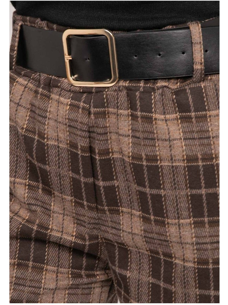 Geruite short met riem xeline Bruin - Kiabi
