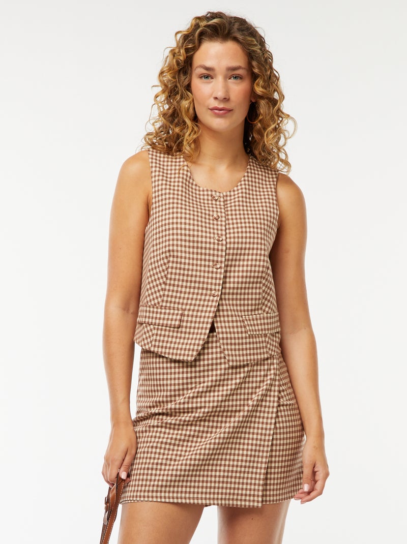 Geruite skort Bruin - Kiabi