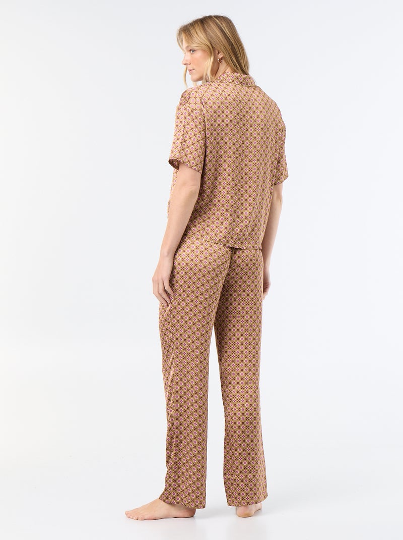 Gesatineerde pyjama met print Bruin - Kiabi
