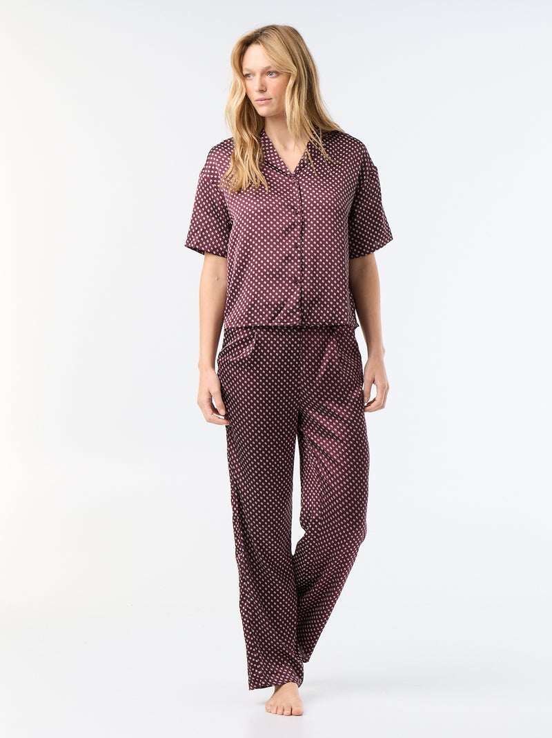 Gesatineerde pyjama met print Rood - Kiabi