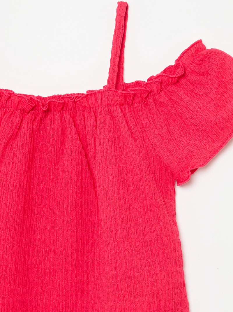 Gesmokte top met smalle bandjes Rose - Kiabi