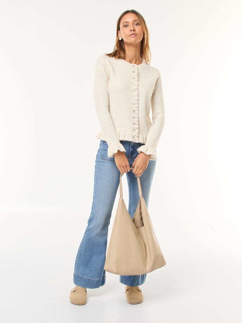 Gespikkeld vest met golvende details Biege - Kiabi