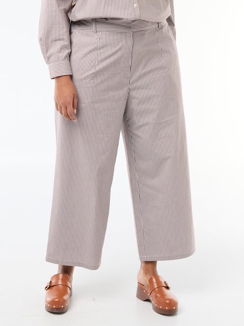 Gestreeepte, wijde popeline broek - Kiabi