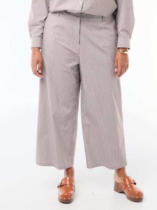 Gestreeepte, wijde popeline broek - Kiabi