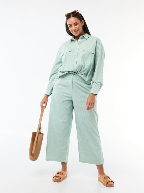 Gestreeepte, wijde popeline broek - Kiabi