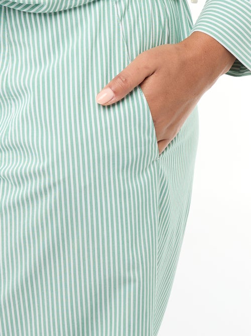 Gestreeepte, wijde popeline broek - Kiabi