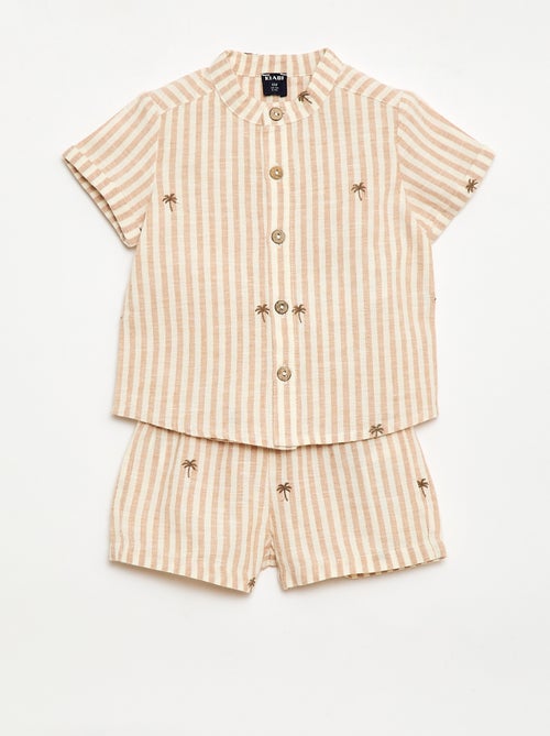 Gestreept 2-delig set - overhemd + short - Kiabi