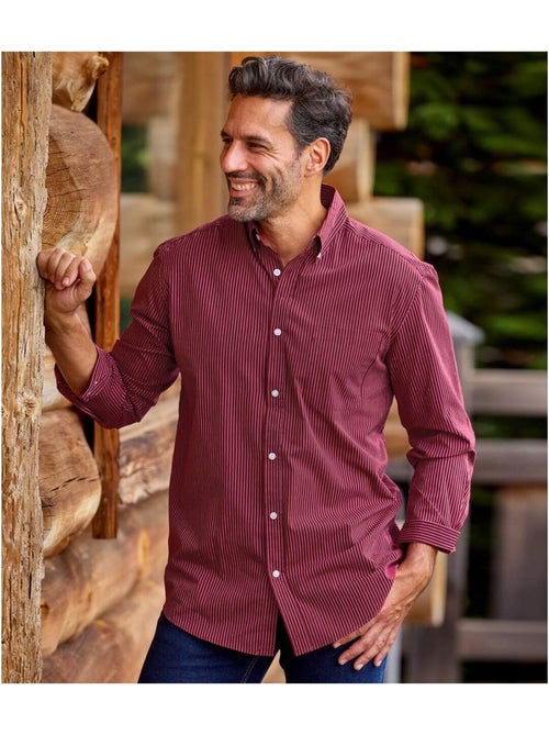 Gestreept bordeauxrood popeline overhemd - ATLAS FOR MEN - Kiabi Gestreept bordeauxrood popeline overhemd - ATLAS FOR MEN - Kiabi