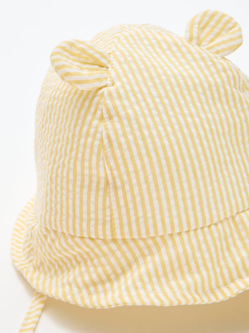 Gestreept bucket hat met kleine oortjes Geel - Kiabi