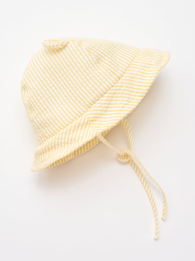 Gestreept bucket hat met kleine oortjes Geel - Kiabi