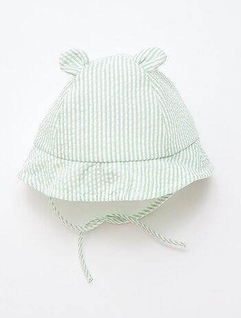 Gestreept bucket hat met kleine oortjes