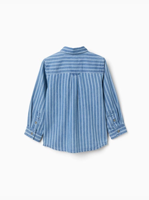 Gestreept denim overhemd met zak - Kiabi Gestreept denim overhemd met zak - Kiabi