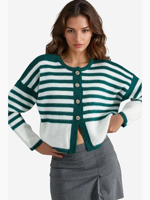 Gestreept gebreid vest met knoopsluiting my fashion - Kiabi