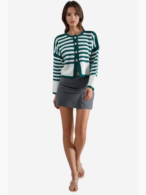 Gestreept gebreid vest met knoopsluiting my fashion - Kiabi