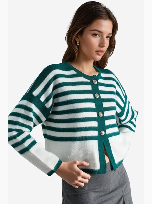 Gestreept gebreid vest met knoopsluiting my fashion - Kiabi