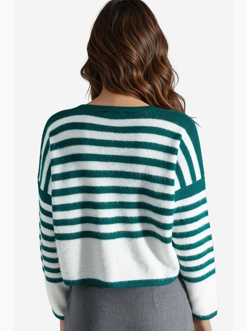 Gestreept gebreid vest met knoopsluiting my fashion - Kiabi