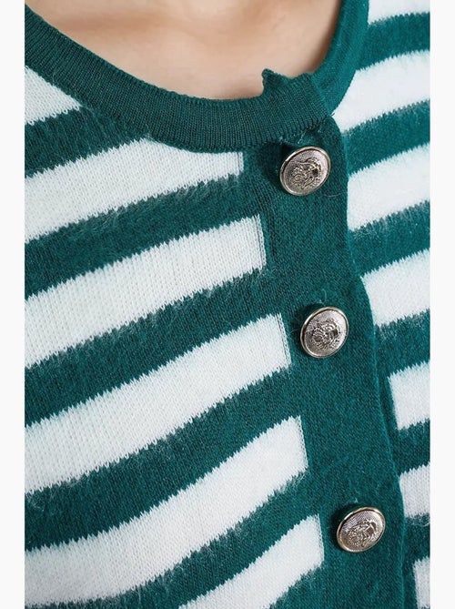 Gestreept gebreid vest met knoopsluiting my fashion - Kiabi