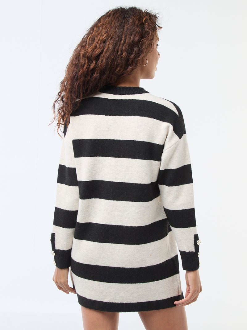Gestreept gebreide jurk Zwart - Kiabi