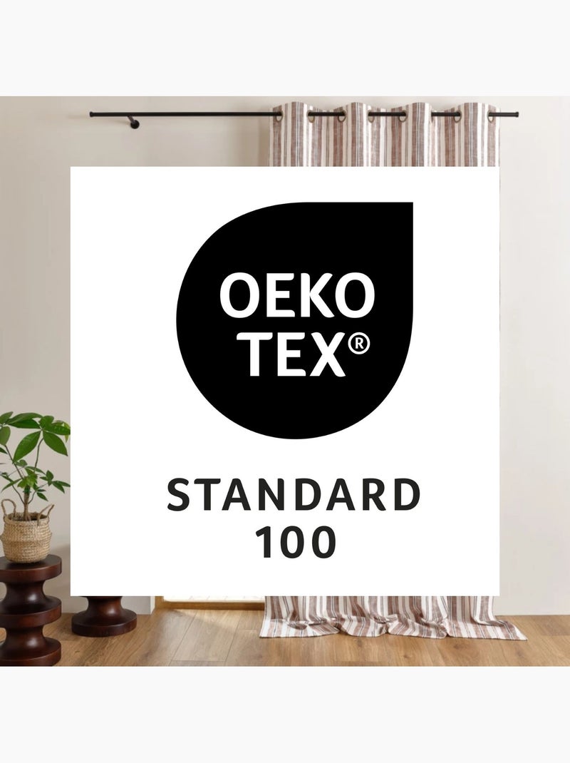 Gestreept gevlamd katoenen gordijn Terracotta - Kiabi